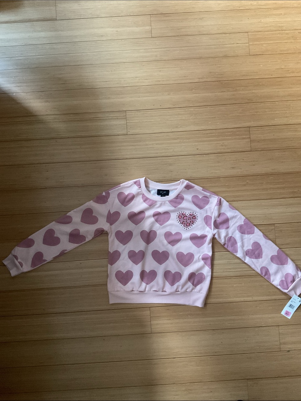 Girls' Pink Heart Print Sweatshirt - Kids Tops